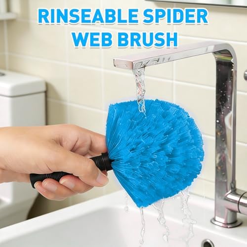 30FT Reach Cobweb Duster with Extension Pole - Spider Web Brush for Cleaning with 5-24FT 5-Section Flip-Lock Telescopic Pole, Effortlessly Cleans High Indoor & Outdoor Webs - Image 2