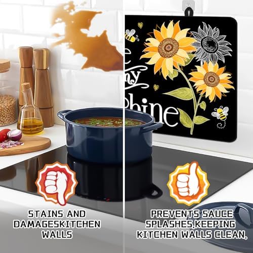 Sunflowers Stove Top Covers for Electric Stove, You Are My Sunshine Stove Cover Non-Stick Kitchen Pad for Mother Day Gift for Wife Mom, Gas stovetop cover Cooktop Mat Keep Stove Clean Black - Image 4