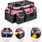 Cleaning Caddy,Large Cleaning Bags for Housekeepers,Cleaning Supplies Organizer with Handle,Pink - Image 4