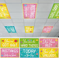 6PCS Fluorescent Light Covers for Classroom Ceiling Light 4x2ft Magnetic Lights Covers Filter Easy Install for Office School Hospitals Ceiling Supply (Flower Motivational) by Wiooffen