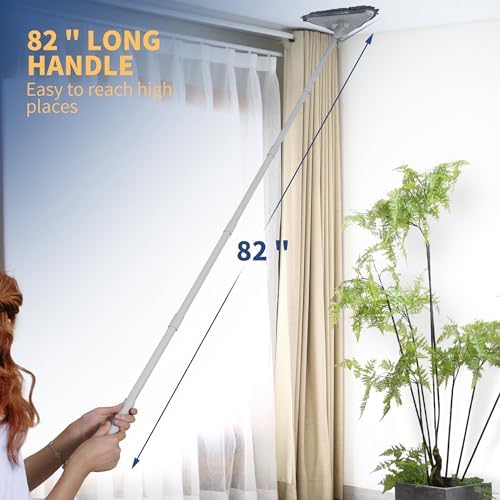 BOOMJOY Wall Cleaner Mop with 82 Inches Long Handle, Baseboard Cleaner Tool Duster with Squeegee, Ceiling Cleaning Tool with 6 Replacement Pads for Painted Walls, Window, Floor - Image 3
