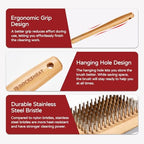Pizza Oven Brush, 16.9 Inch Grill Cleaning Brush with Scraper, Stainless Steel Bristles with Beech Wood Handle, 2 in 1 Pizza Stones Brush, Ourdoor Pizza Oven Accessories, Heat Resistant - Image 5