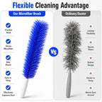 2PCS Fan Cleaning Brush Bendable Microfiber Duster Cleaner Window Head Reusable Dust Remover Crevice Blind Vent Removal Tool Screen Ceiling Car Ac Cepillos para Limpieza Gap Whole House (Gray) - Image 6