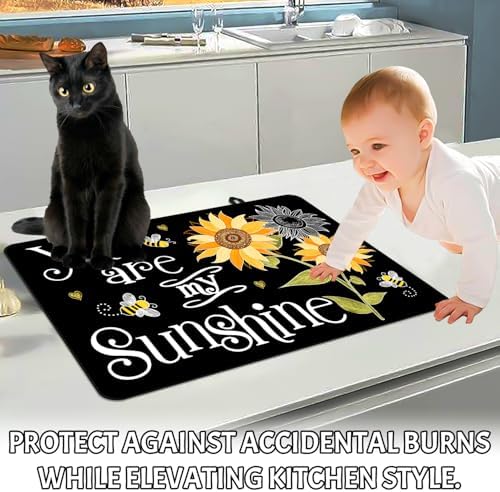 Sunflowers Stove Top Covers for Electric Stove, You Are My Sunshine Stove Cover Non-Stick Kitchen Pad for Mother Day Gift for Wife Mom, Gas stovetop cover Cooktop Mat Keep Stove Clean Black - Image 6
