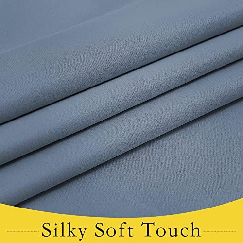 NICETOWN Stone Blue Blackout French Door Curtains for Half Window Cover - Image 6