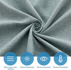RYB HOME Linen Blended French Door Shades Self Adhesive, Privacy Room Darkening Glass Door Window Curtains for Kitchen Patio Sidelight Curtain Tie Up Shade, W 34 x L 80 in, 1 Pc, Stone Blue - Image 5