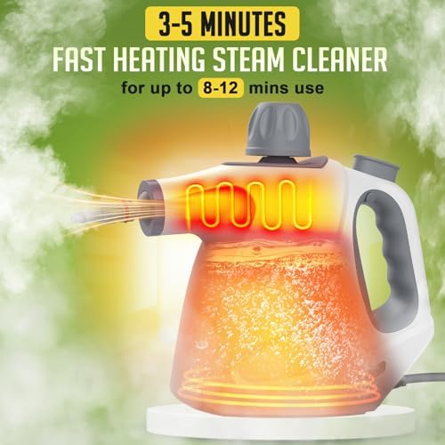 Multi-Surface Handheld Steam Cleaner with 11-Pieces Accessories, 15.2OZ All Natural Pressurized Steamer for Cleaning, Multipurpose Steam Cleaner for Home to Clean Floor, Grout, Tile, Grease and More - Image 3
