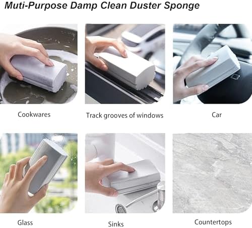 Damp Clean Duster Sponge 4 Pack Household Cleaning Sponges Reusable Dusting Sponge for Brushing Blind Glass Vents Window Mirrors Baseboards - Image 3