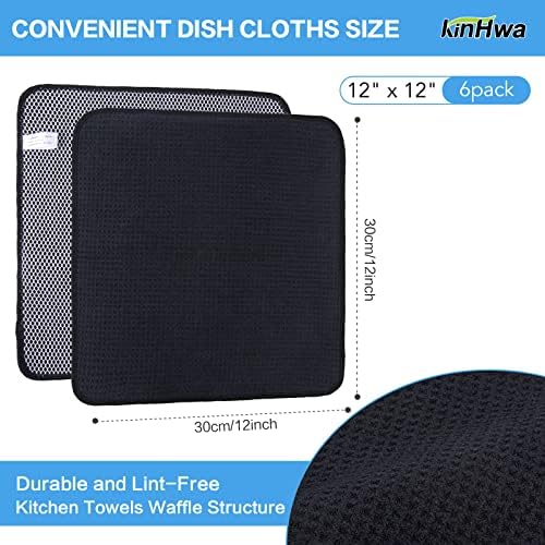 KinHwa Dish Cloths for Washing Dishes with Scrub Side, Microfiber Dish Rags - Image 3