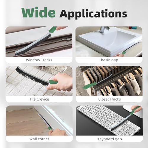 FOOGWEE Hard Bristle Crevice Cleaning Brush - Cleaning Supplies - Grout Cleaning Brushes for Household Use - Crevice Cleaning Tool for Bathroom, Home and Kitchen (3, Green) - Image 6