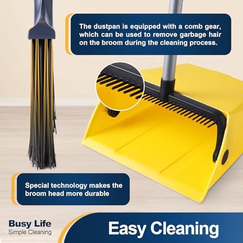 Yocada Commercial Broom and Dustpan Set with Comb Commercial Outdoor Indoor - Image 2
