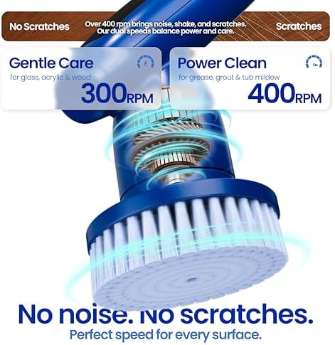 2026 Upgraded Electric Spin Scrubber: 120 Min Runtime, IPX7 Waterproof Cordless Power Scrubber, Adjustable Extension Handle, 8 Heads, 2 Speeds for Shower, Tub, Tile & Floor - Image 2