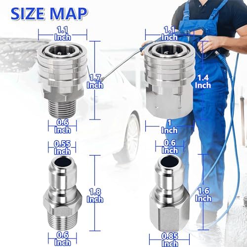 RIDGE WASHER Pressure Washer Quick Connect, 3/8 Inch, Stainless Steel - Image 4