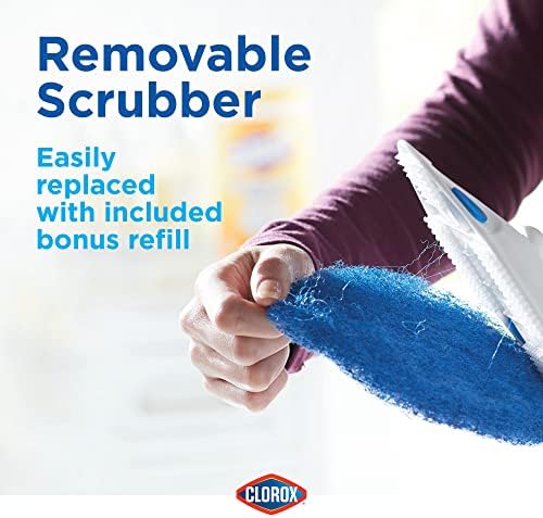 Clorox Extendable Tub & Tile Scrubber with Polyurethane Head – Heavy Duty Bathroom Cleaning Brush with Bonus Refill, Pivoting Head, Replaceable Pad, Works with Clorox Wipes - Image 6