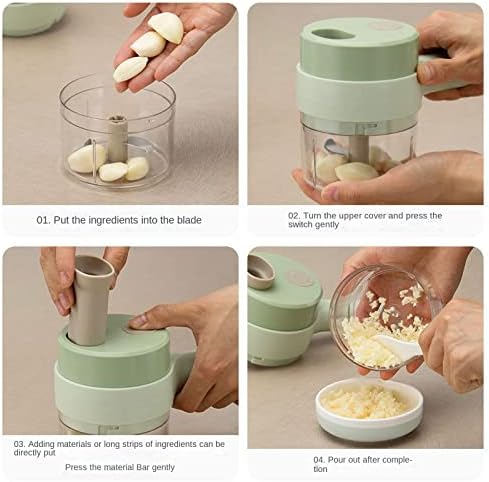 4 in 1 Handheld Electric Food Cutter Set, Kitchen Gods Wireless Food Processor for Fruits, Vegetables and Meat Green - Image 6