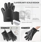 MAD SHARK Silicone Oven Mitts with Fingers Heat Resistant 450°F in Kitchen - Image 4