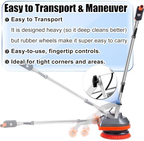 HHQ Commercial Floor Scrubber Machine with Brushes and Pads, Heavy Duty Floor Cleaner Polisher and Buffer- Deep Cleaning Tile and Grout, Hardwood Floors and Carpets without Getting on Hands and Knees - Image 6