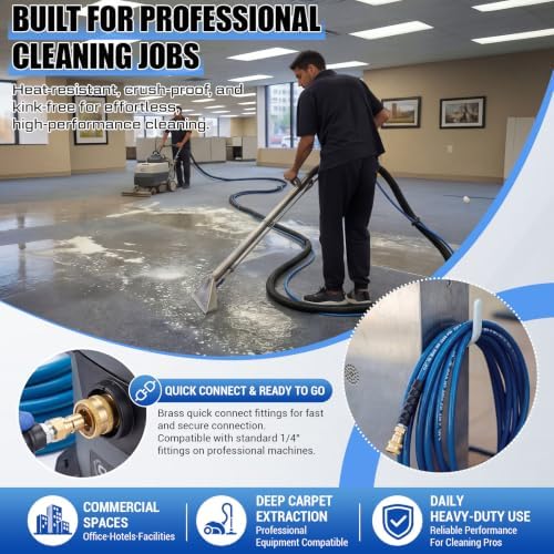 1/4"x50' Blue Carpet Cleaning Solution Hose with Quick Connector - Image 5