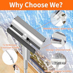 4 in 1 Window Squeegee with Water Tank,Window Cleaner Tool with Remote Control Water Spray,16'' to 72'' Adjustable Extension Pole,Wastewater Tray,Sponge Window Squeegee for Shower Glass Car Window - Image 5