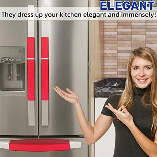 MRKG Refrigerator Door Handle Covers, Set of 4, Washable Without Fading or Cracking, Keep Your Kitchen Appliance Clean from Smudges, Drips, Food Stains, Oil. (Red) - Image 4