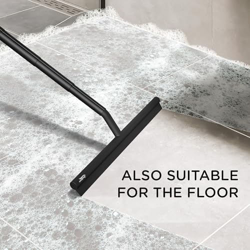 Telescopic Shower Squeegee Black - With Suction Hook & up to 100 cm I Shower squeegee for glass doors Cleaner squiggy for tile and walls Bathroom squeeze for door Long handle sweep & squeegees - Image 4