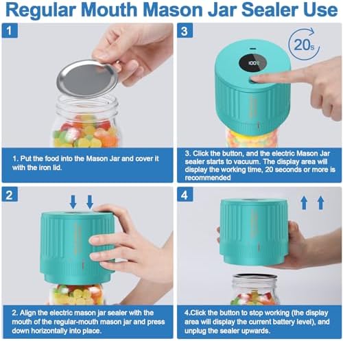 LOVE MOMENT Electric Mason Jar Vacuum Sealer Kit - Green - Image 3