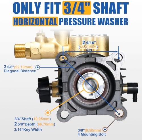 TOOLCY Pressure Washer Pump 3/4" Shaft, 2600-3600 PSI, 2.6 GPM - Image 2
