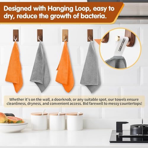 FIXSMITH Microfiber Cleaning Cloth -Pack of 24, Highly Absorbent Cleaning Rags(Grey&Orange), 16"X12" All Purpose Cleaning Towels for Housekeeping, Kitchen, Car, Reusable Microfiber Towels - Image 3