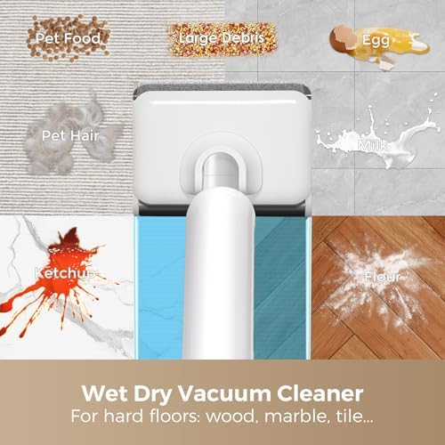 Wet Dry Vacuum Cleaner, 23KPa Wet Dry Vacuum Mop, Self-Cleaning Vacuum Mop Combo for Hard Floor, 180° Lay-Flat Design with Edge Cleaning, Up to 35 Min Runtime, LED Display & Voice Prompts - Image 3