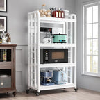 Bakers Rack with Power Outlet ，4-Tier Kitchen Baker's Rack,Microwave Cart by SIREDEEP