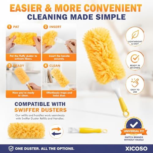 30 Count Duster Refills Kit fit for Swiffer Duster, 360° Heavy Duty Duster Refills, Disposable Microfiber Duster for Cleaning Home (30 Count Refills+1Handle) - Image 4