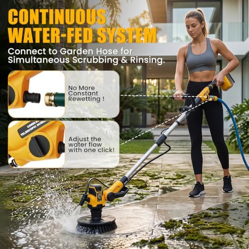 Cordless Electric Power Scrubber Compatible with DeWalt 20V Max Battery - Image 4