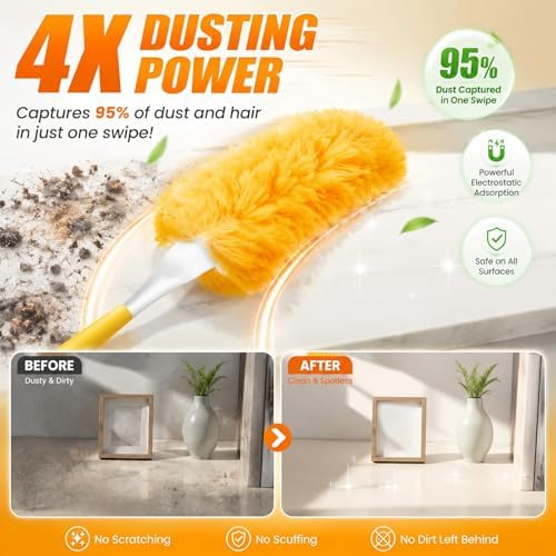 30 Count Duster Refills Kit fit for Swiffer Duster, 360° Heavy Duty Duster Refills, Disposable Microfiber Duster for Cleaning Home (30 Count Refills+1Handle) - Image 2