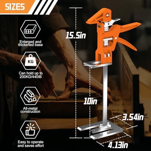 [Upgrade] Labor Saving Arm Jack 2 Pack,15.5 Inch Stainless Steel Furniture Lifts with Handbag,Hand Furniture Jack Lifter Tool for Installing Cabinets,Flooring&Windows,Load 440LBS - Image 2