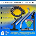1.5” Backpack Vacuum Accessory Kit Includes Hose, 2-Piece Aluminum S-Wand, 14” Floor & Scallop Brushes, Dust & Upholstery Tools, 15” Crevice Tool, 10-Pack 100331 Vacuum Bags–10 Qt Size - Image 4