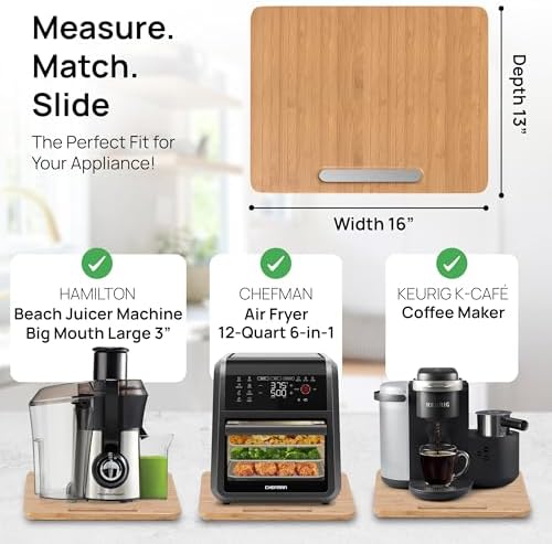 Ibyx Appliance Slider, Sliding Tray for Coffee Maker, 16 x 13 in, Natural - Image 5