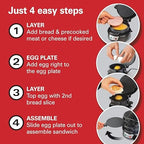 Hamilton Beach Breakfast Sandwich Maker with Egg Cooker Ring,Customize Ingredients,Perfect for English Muffins,Croissants,Mini Waffles,Perfect White Elephant Gifts,Black (25477),(Pack of 4) - Image 5