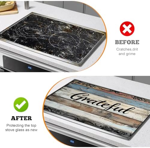 Multi-Design Stove Top Cover for Glass/Electric Stoves - 3-in-1 Heat-Resistant Protector Mat, Non-Slip Drying Rack 30" x 21" (Grateful) - Image 5