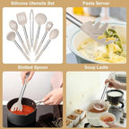 E-far Silicone Cooking Utensils Set, 7-Piece Khaki Kitchen Utensils Set - Image 3