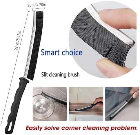 Commercial-Grade Crevice Cleaning Brush Set, Ultra-Stiff Heavy-Duty Gap Scrubber Tools for Window Tracks & Bathroom Grout, Professional Detailing Arsenal & Home Essentials Gift (black-6pcs) - Image 6