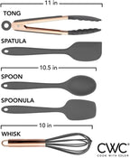 COOK WITH COLOR Silicone Cooking Utensils, Kitchen Utensil Set, Easy to Clean Silicone Kitchen Utensils, Cooking Utensils for Nonstick Cookware, Kitchen Gadgets Set, Standard, Gray - Image 3