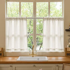 24 Inch Laundry Room Basement Window Curtains 2 Panels Natural Linen - Image 4
