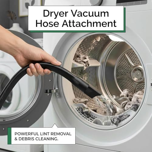 25" Flexible Vacuum Crevice Tool Attachment, Long Flat Slot Nozzle with Cleaning Brush Kit, Fits All 1-1/4" (32mm) & 1-3/8" (35mm) Vacuum Hoses, Ideal for Dryer Lint, Under Appliances, - Image 3