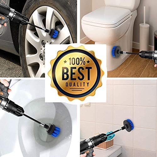 HUAWELL Drill Brush Power Scrubber Cleaning Brush with 2 Extended Attachment Set Kit for Bathroom and Kitchen Surface,Grout,Tub,Shower,Tile,Corners (Blue) - Image 7