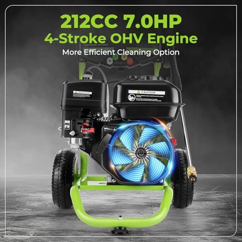 4200PSI Gas Pressure Washer 4.0GPM Gas Power Washer 212CC Gas Powered Washing Machine Commercial High Pressure Washer with 25ft Hose&5 Nozzles for Patio Garden Yard Vehicle,EPA/CARB/ETL (Green) - Image 4