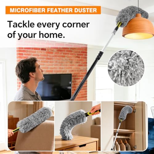 4-in-1 4-12Ft 4-Stage Telescoping Extension Pole Kit for Cleaning - Image 6