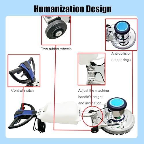 AC110-120V/60Hz 18" Floor Scrubber Buffer Polisher Machine Polish Wax Refurbish Heavy Duty Tile Scrubber Cleaner Wood Marble Cement Pavement Epoxy Rubber Carpet - Image 4