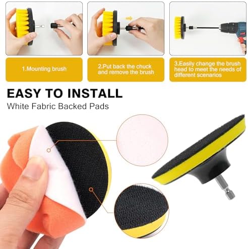 48 Pcs Drill Brush Attachments Set, Scrub Pads & Sponge & Wire Brush for Drill, Power Scrubber Brush with Extend Long Attachment, Drill Scrubber Brush Kit for Bathroom, Floor, Car, Grout - Image 2
