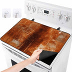 Burnt Orange Stove Top Covers for Electric Stove, Oil Painting Modern Induction Cooktop Cover Protector, Abstract Art Vintage Range Mat for Glass Top Stove, Kitchen Countertop Dish Drying Mat, 24"x21" - Image 2