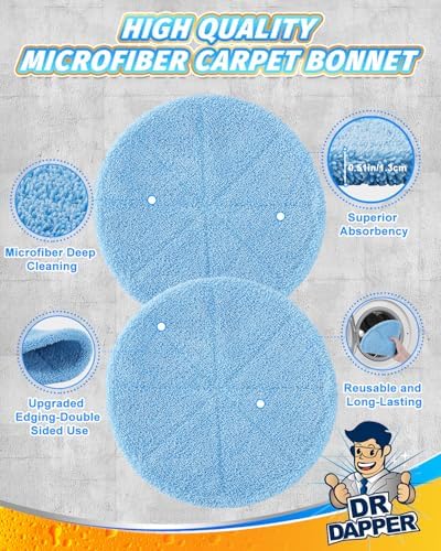 DR DAPPER 2pc 12" Microfiber Carpet Bonnet 437053 Pad Fit for Oreck Orbiter - Image 3